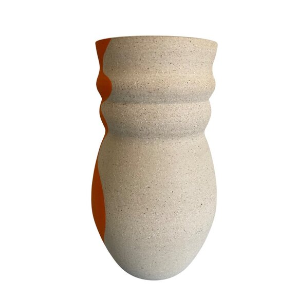 Large Orange Curvy Vase By Laura Melissa Pottery Ceramica Columbia - Picture 3 of 9